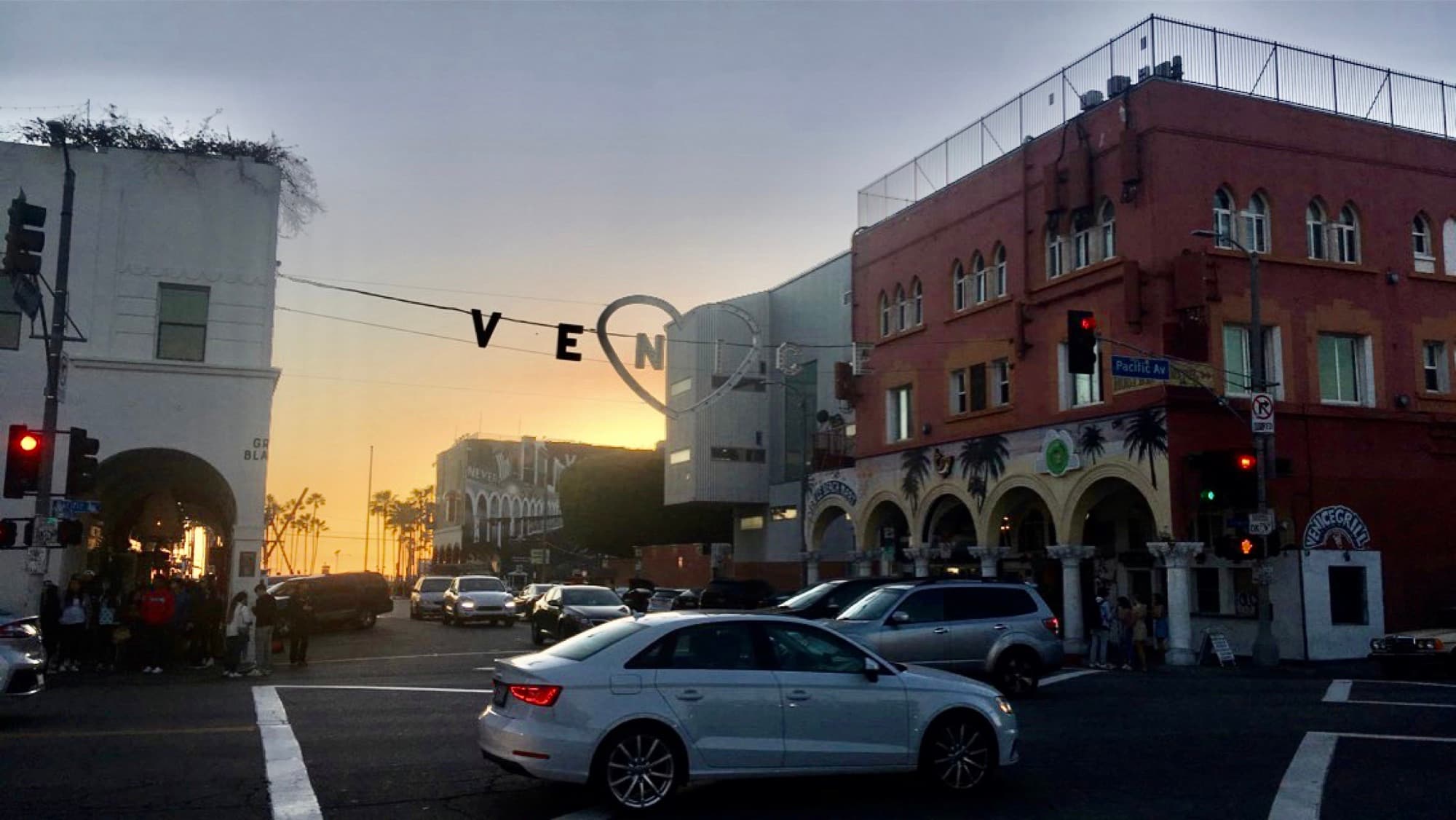 Venice in Los Angeles at sunset